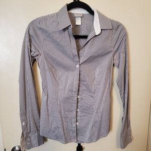 H&M button down grey stripe